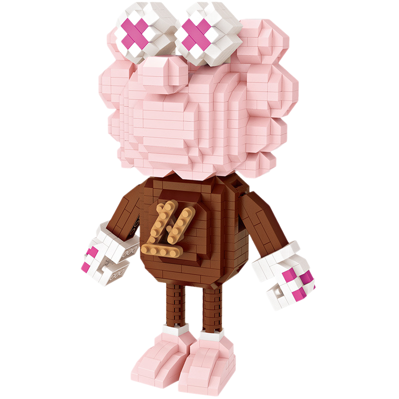 钻石微颗粒拼装积木儿童成人小颗粒积木拼插玩具卡通摆件9229粉色kaws