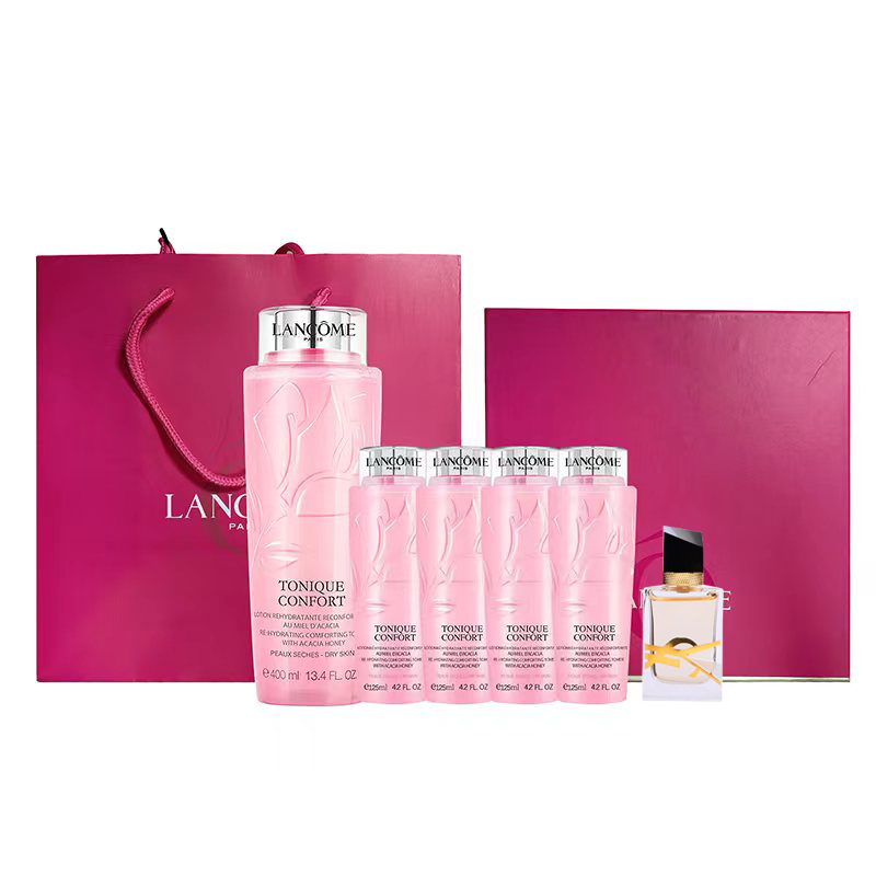 [顺丰]兰蔻(LANCOME)大粉水新清滢柔肤水400ml+125ml*4+圣罗兰香水7ml爽肤水补水保湿