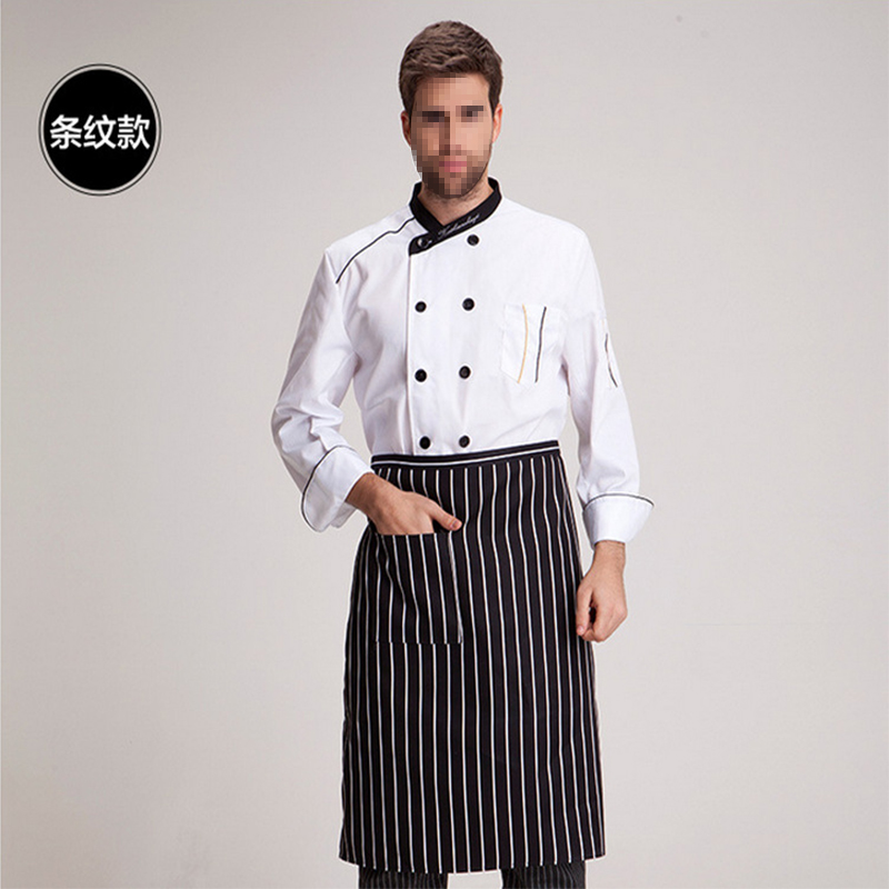 研高(Resehigh) 围裙 厨师围裙半身工作围裙男女黑白条纹(T)高清大图