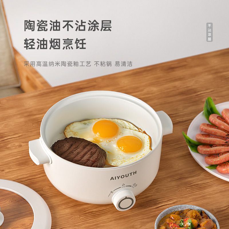 艾青春(AIYOUth)3L电火锅AI-HG309 米白色3L电煮锅电蒸锅高清大图
