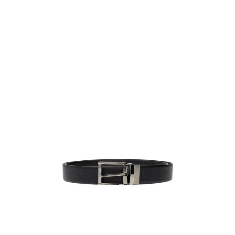 阿玛尼(EMPORIO ARMANI)男士扣环腰带黑色可调节雕刻logo耐磨时尚图片