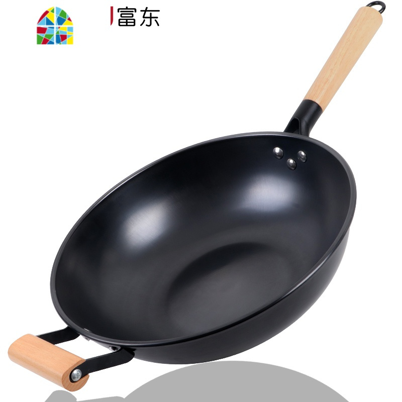 炒锅精铁炒菜锅锅涂层老式铁锅油烟电磁炉燃气通用家用 FENGHOU 耳款精铁锅(赠铲子)