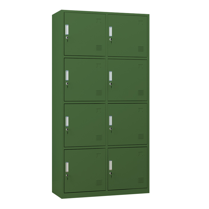湘渭铁皮更衣柜宿舍储物柜钢制内务柜制式绿皮衣帽柜绿色8门更衣高清大图