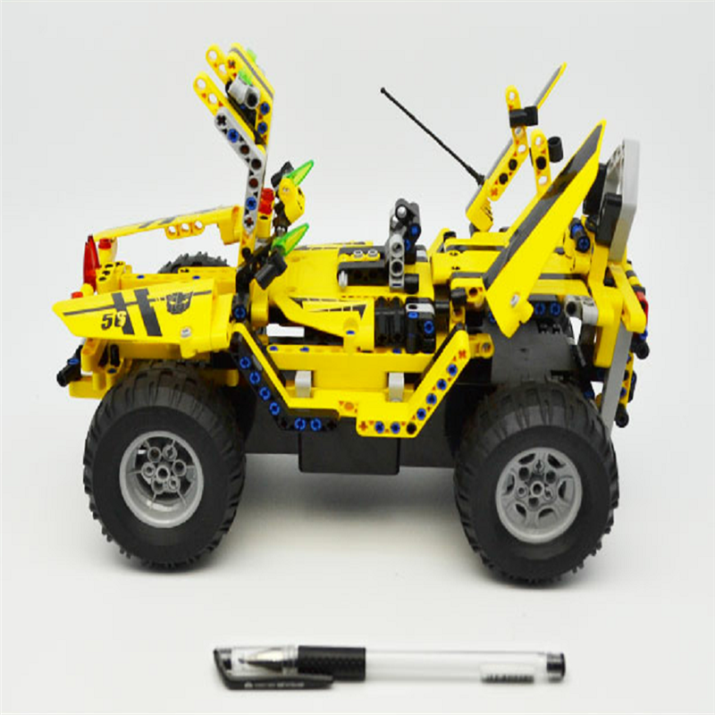 双鹰咔搭遥控积木车黄拼装大黄蜂皮卡汽车儿童益智拼装c51003