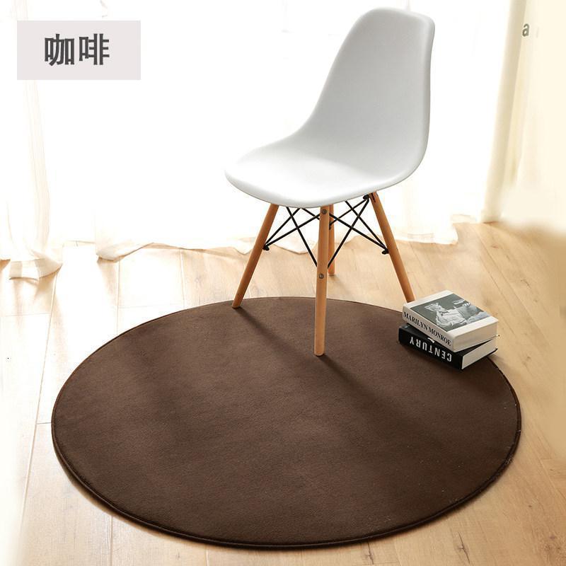 美帮汇圆形地毯卧室满铺房间办公室网红床边粉色公主少女简约现代垫 咖啡 圆形直径80cm