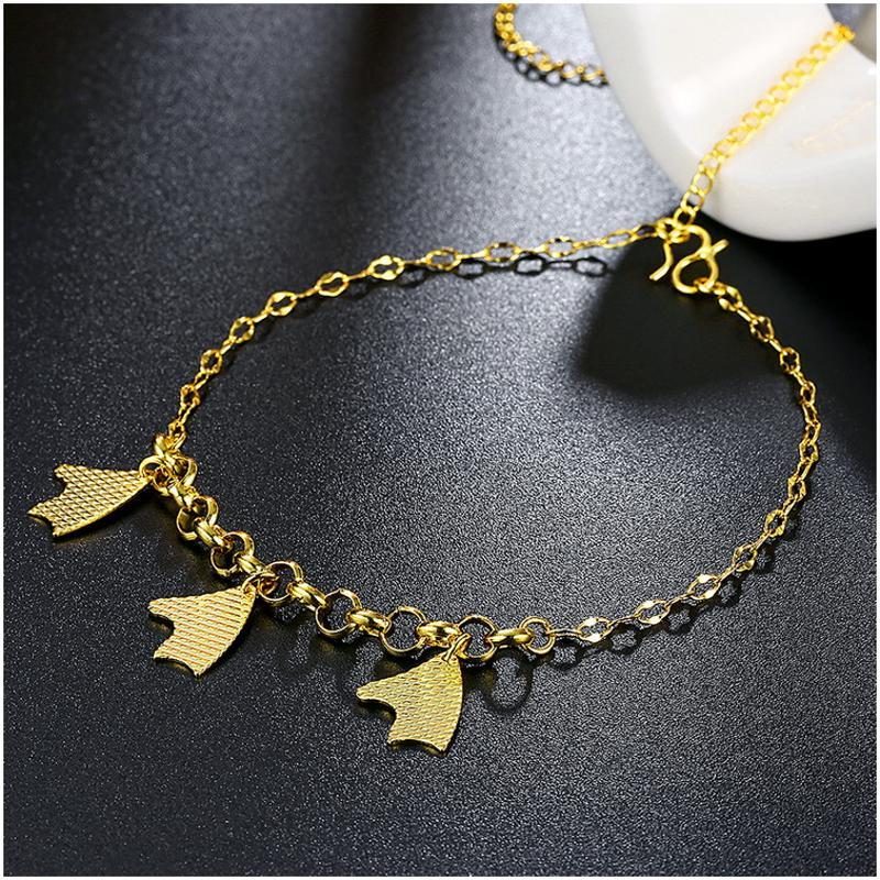 A059-A Women 18K yellow gold anklet jewelry 镀黄金色女脚链潮