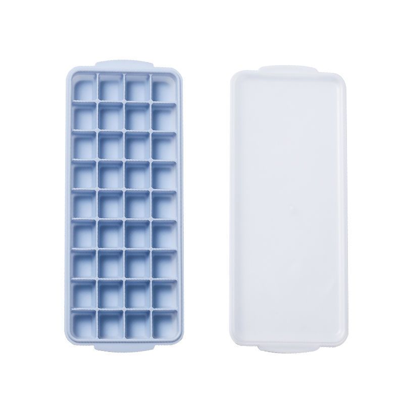 带注水孔硅胶冰格模具自制冰块盒子模型带盖diy冰粒家用大制冰盒|[食品级硅胶]蓝色-小冰块36个
