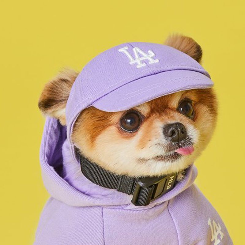 la紫色l潮牌狗狗棒球帽ny宠物帽子la鸭舌帽时尚猫咪帽子饰品法斗柯基