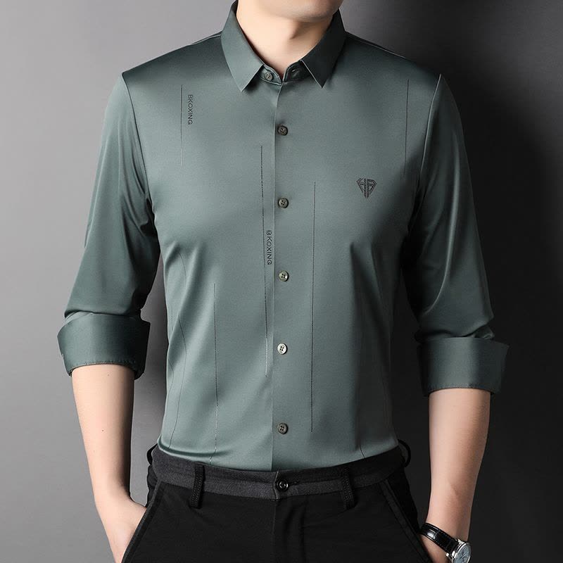 恒源祥2022年新款无痕免烫长袖衬衫男装商务休闲中年男士衬衣服春季薄款图片