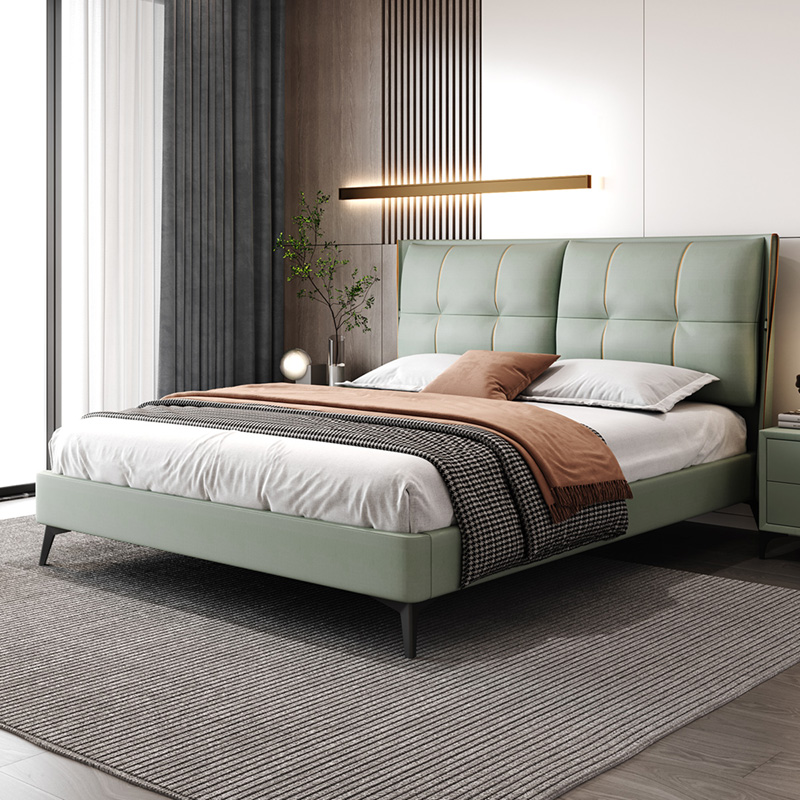 a家家具[da3017]主卧大床现代简约真皮床网红床轻奢主卧室床婚床