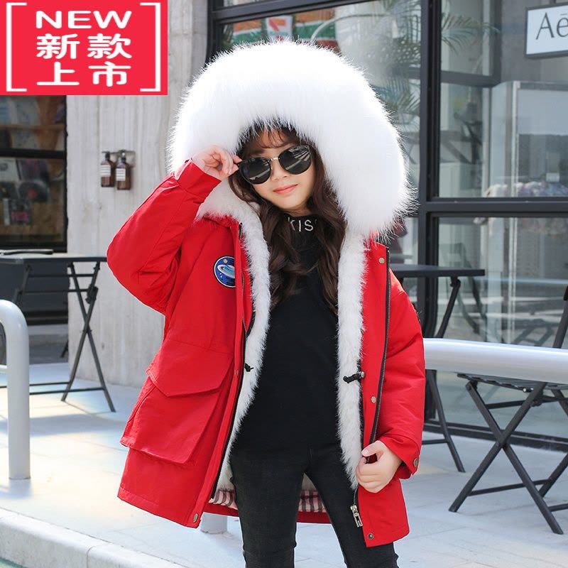 可莉允儿童派克服皮草外套冬棉衣男女童内胆仿狐狸毛宝宝加厚棉服可拆卸图片