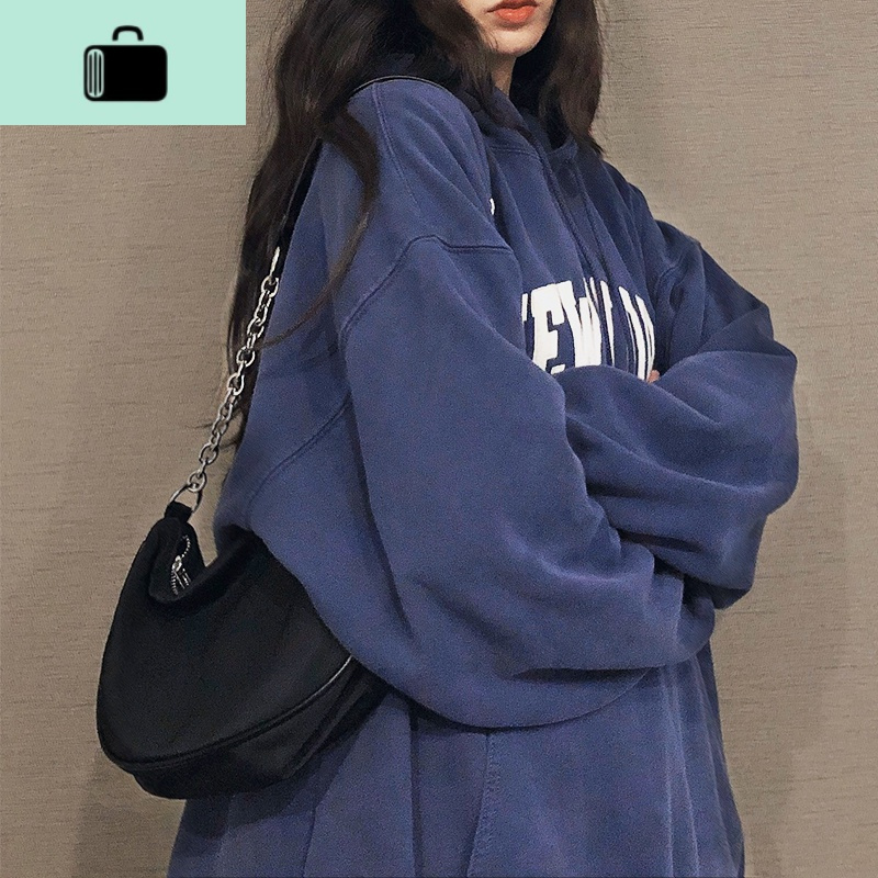 黑色链条腋下法棍单肩包女2020新款潮复古新月包NEW LAKE 黑色链条腋下包女士单肩包