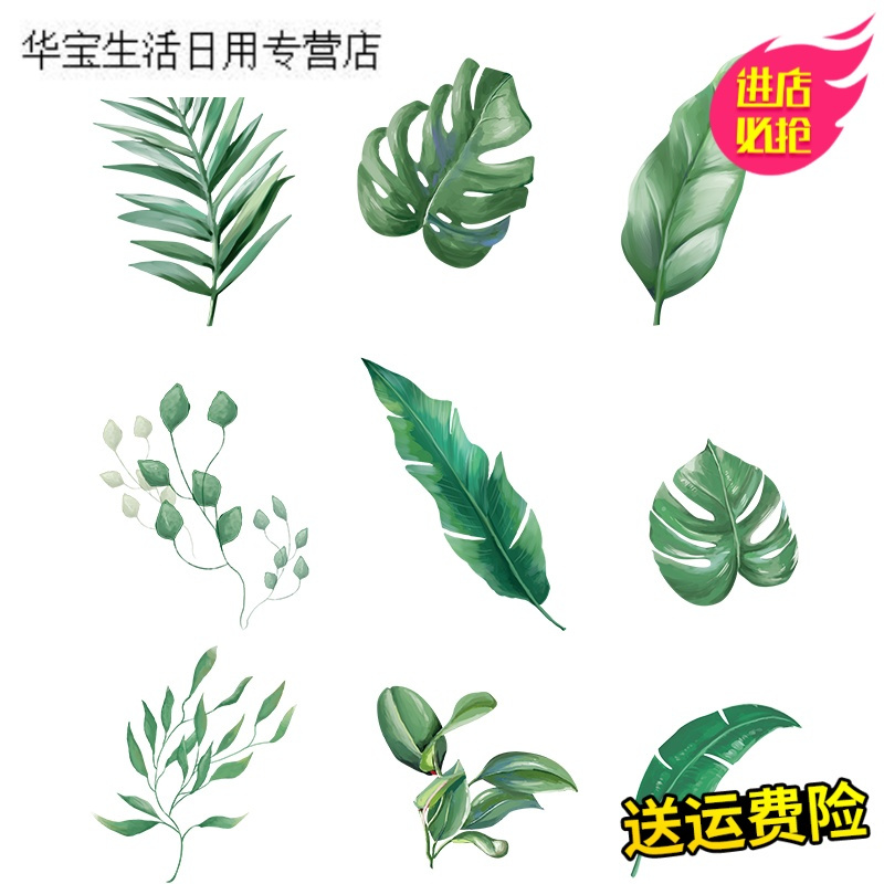 帝梦香北欧ins风卧室客厅沙背景墙贴纸简约餐厅清新绿叶自粘装饰贴画