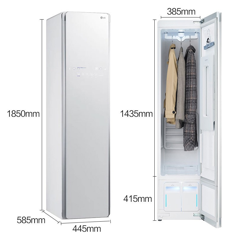 韩国原装进口 LG S3WF 智能衣物护理机蒸汽除菌 双变频电机轻柔烘干 衣物塑形除褶皱 衣物熏香 裤线整理 白色高清大图
