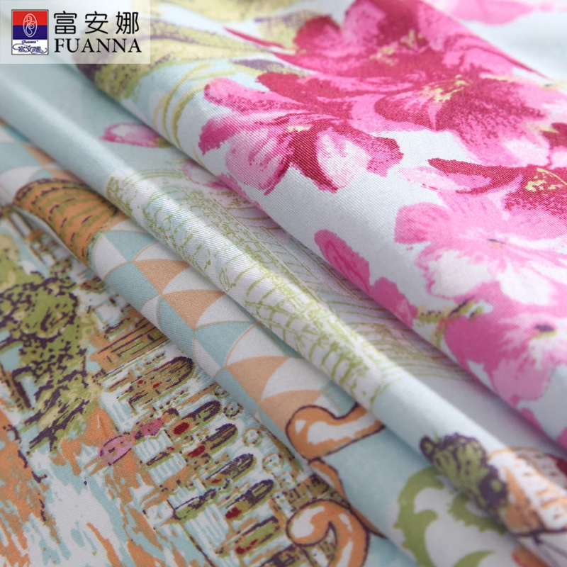 富安娜(FUANNA)家纺圣之花春夏纯棉床上用品四件套1.5米全棉套件被套床单双人1.8米 美丽人生