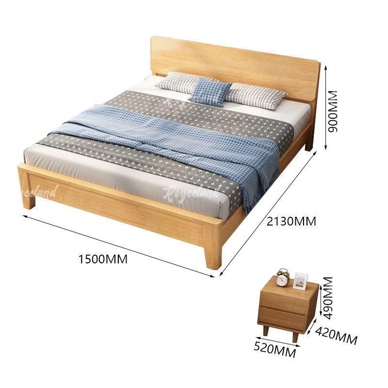 洛诗莲 (RoyceLand) 实木床宿舍家具1.5米单人床含一个床头柜 1500*2130*900