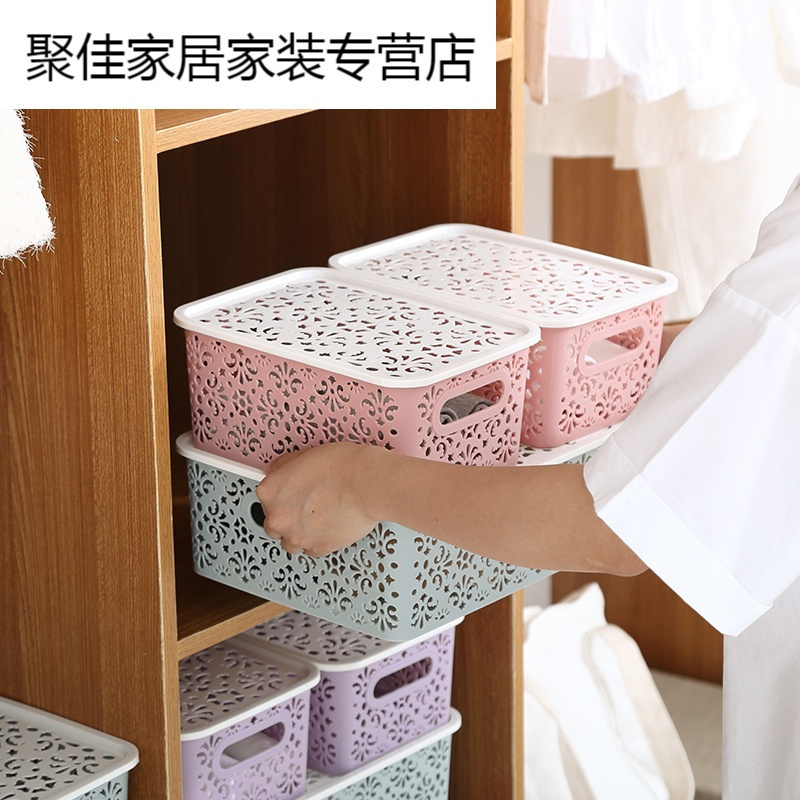 家柏饰(CORATED)内衣内裤文胸收纳盒桌面化妆品内衣裤有盖整理箱储物盒子高清大图