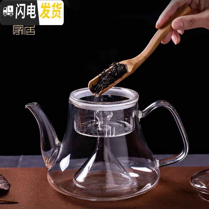 三维工匠加厚大容量玻璃煮茶器蒸茶壶蒸汽套装烧水壶电陶炉全自动家用 PH0234黄把蒸茶壶茶具高清大图