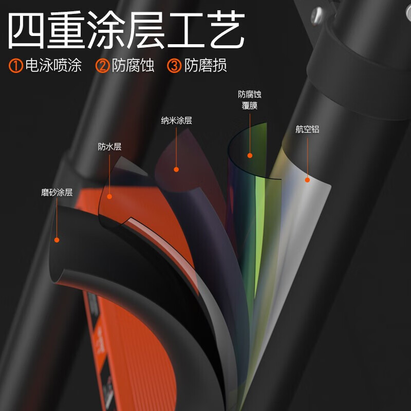 巴芬 家用伸缩梯铝合金竹节梯加厚工程梯带挂钩[无痕管]直梯3.5m