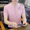 HLCOMAN立领polo衫男装夏季新款潮流短袖t恤男士潮牌修身百搭休闲上衣ins
