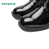 热风hotwind潮流时尚女士系带休闲靴粗跟短筒马丁靴平底H81W7421
