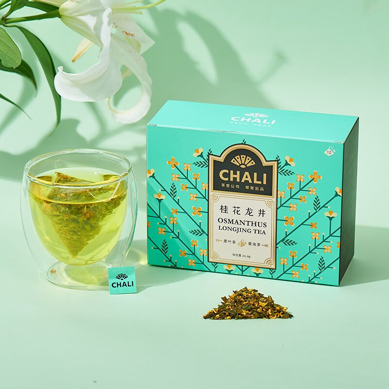 茶里(chali)桂花乌龙茶叶 原叶花草茶三角包袋泡茶养生茶36g (12袋/盒)高清大图