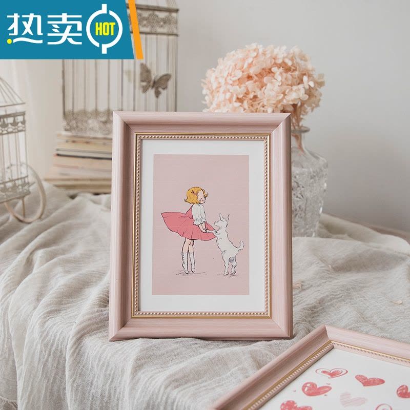 敬平相框摆台美式复古6寸7寸8寸画框挂墙油画棒框照片打印加定制框架 复古咖啡 正方形6寸[内径15.2*15.2]摆桌+图片