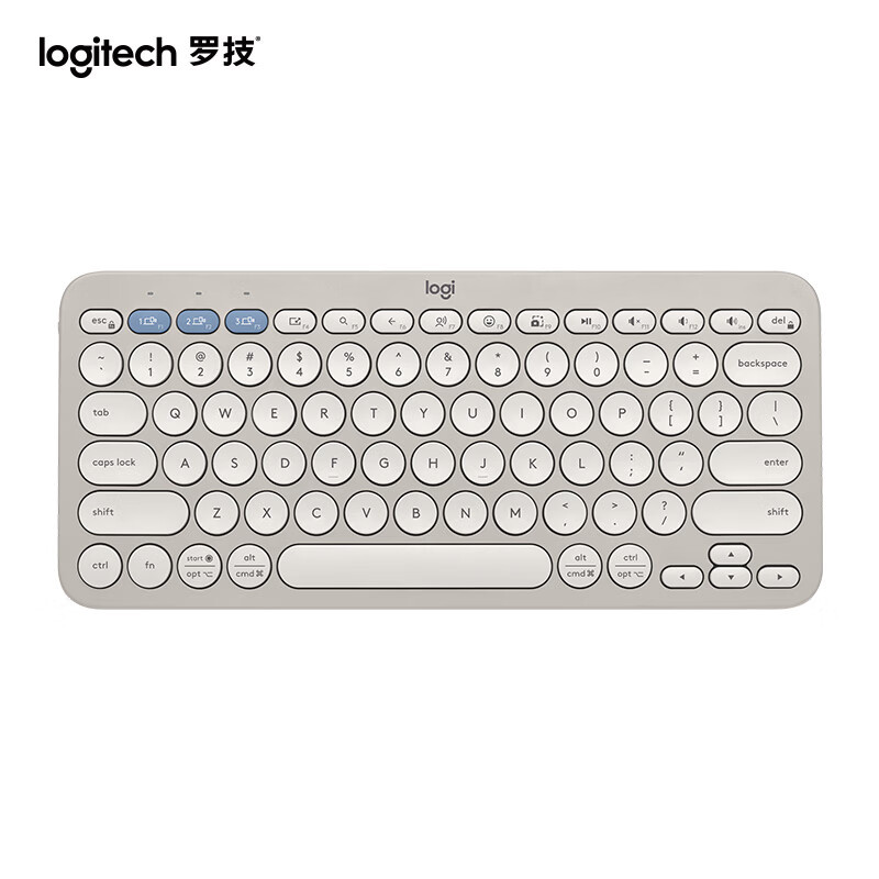 罗技(Logitech)时尚系列K390蓝牙无线办公键盘 新升级 超长续航 三屏切换 超薄便携 沙色 79键