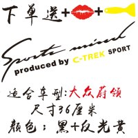 专用于大众桑塔纳POL0蔚领CC灯眉贴纸汽车改装个性引擎盖装饰贴纸 蔚领_黑+反光黄【嘴唇+刮板】