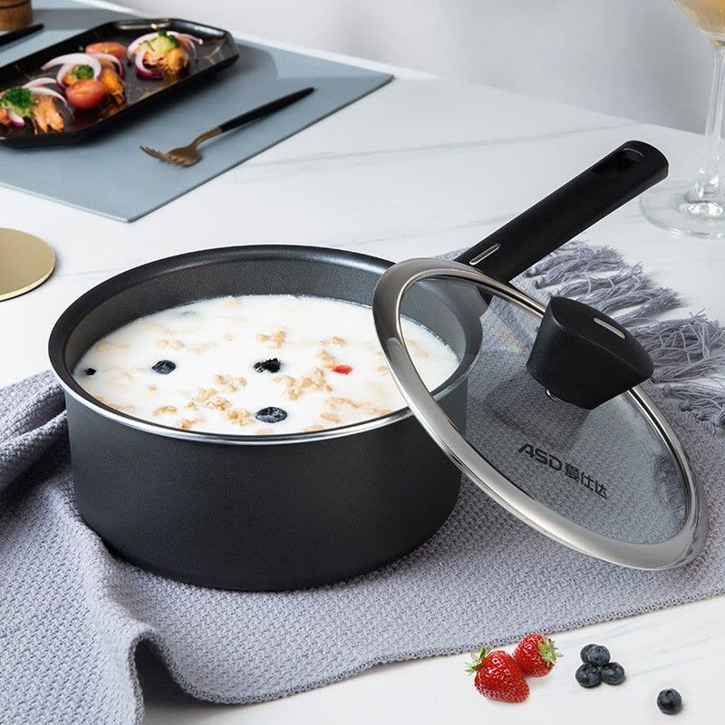 爱仕达(ASD)磁通不粘奶锅18cm 宝宝大容量辅食锅 健康轻烟煮面 燃气电磁炉通用小型煮奶泡面汤NL18A3WG图片