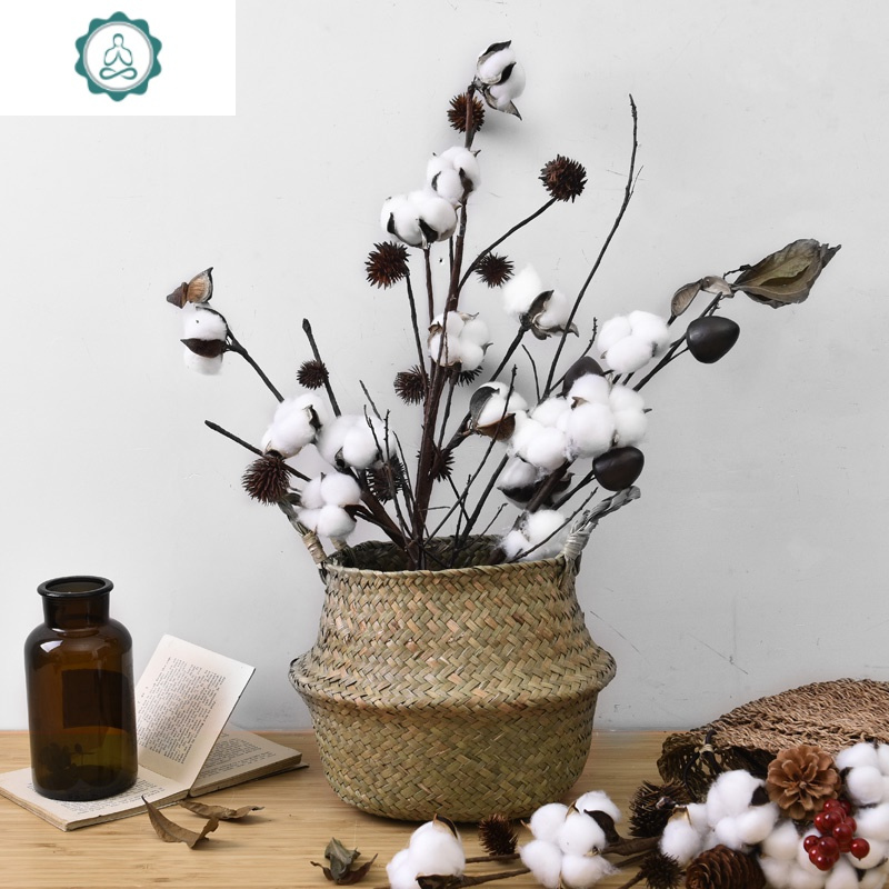 棉花花束干花树枝北欧ins风花瓶木装饰花束拍摄道具室内摆件摆设封后