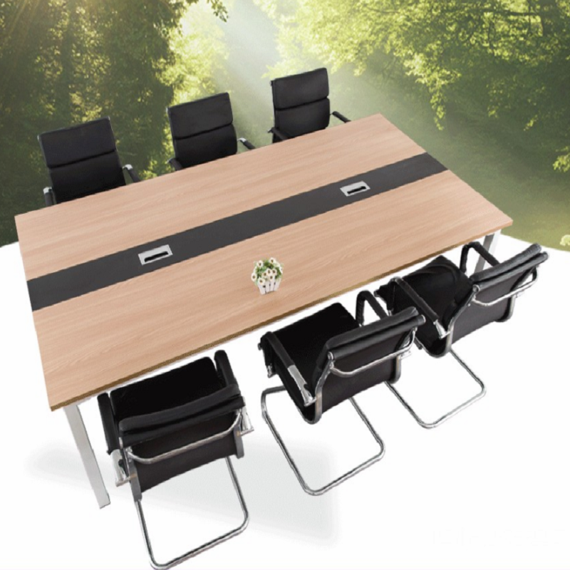 梦强3米钢木会议桌mq0031简易桌米色