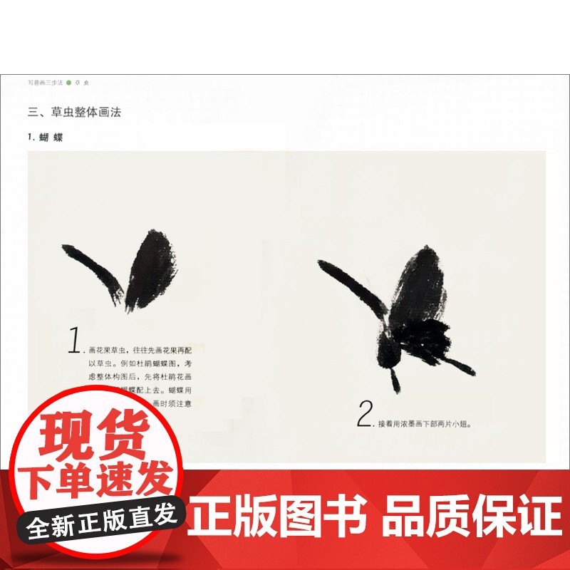 写意画三步法 虫草 写意虫草的画法 详细步骤解析 虫草教程 详细步骤解析 工笔水墨入门技法 上海人民美术出版社高清大图