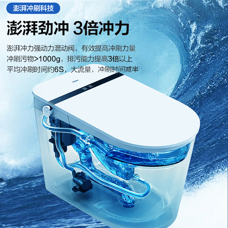 海尔[澎湃之力]系列智能马桶XAP8水效能效双一级3倍大冲力UVC活水杀菌AI感应400坑距高清大图