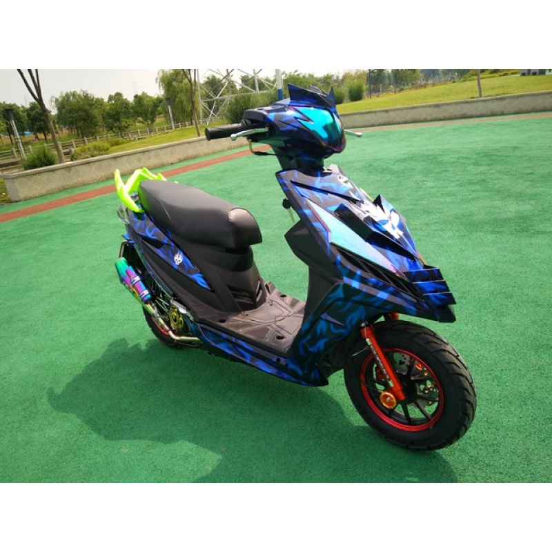 鬼火摩托车一三代战速迅鹰125cc燃油踏板车助力车150跑车宝蓝色蓝幽灵
