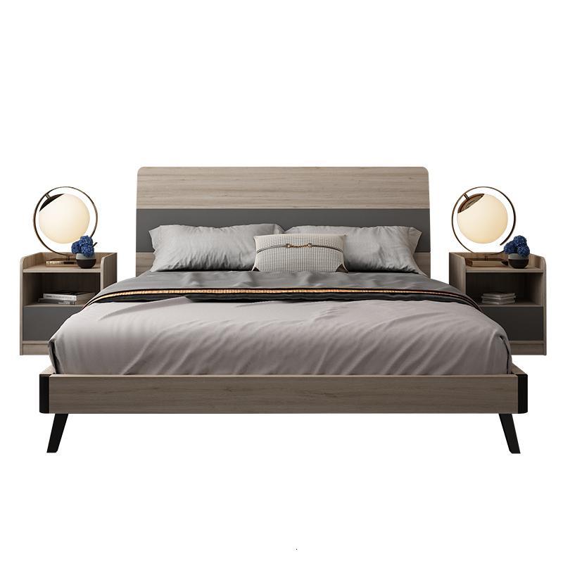 森美人床简约现代一米八双人落地板式床主卧家具套装组合工业风小户型