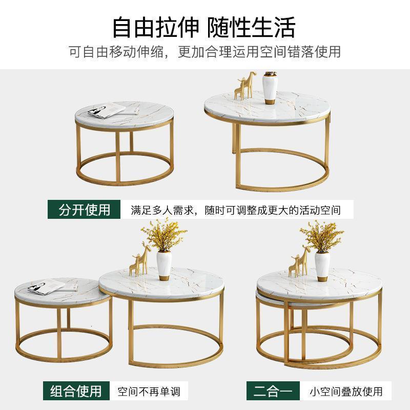 森美人北欧轻奢茶几桌客厅家用仿大理石小茶几简约小户型铁艺小圆桌高清大图