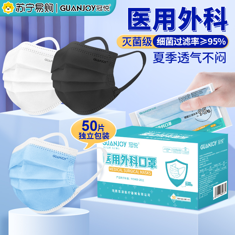 医用外科口罩一次性医疗口罩夏季薄款透气三层灭菌级正品成人专用