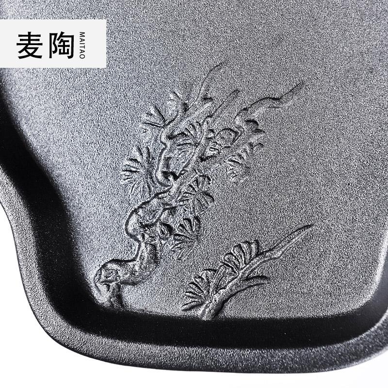 美帮汇一壶两二杯旅行套装便携棉麻布收纳袋陶瓷乌金石茶盘整套茶具高清大图