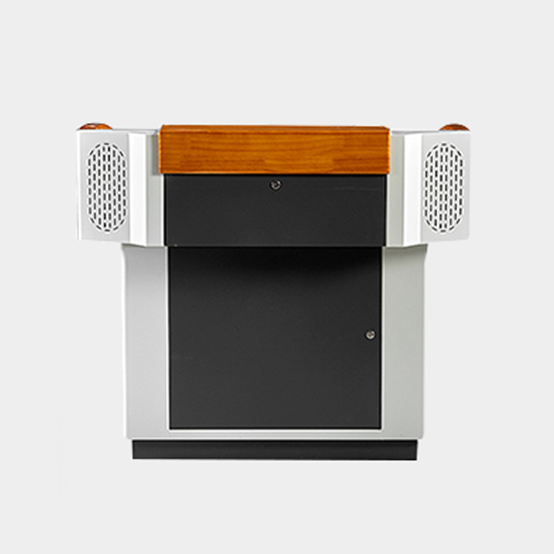 蓓威学校多媒体讲台钢制讲台演讲台中控讲台办公桌操作台1140*800*1000mm(木面款)不含显示屏高清大图