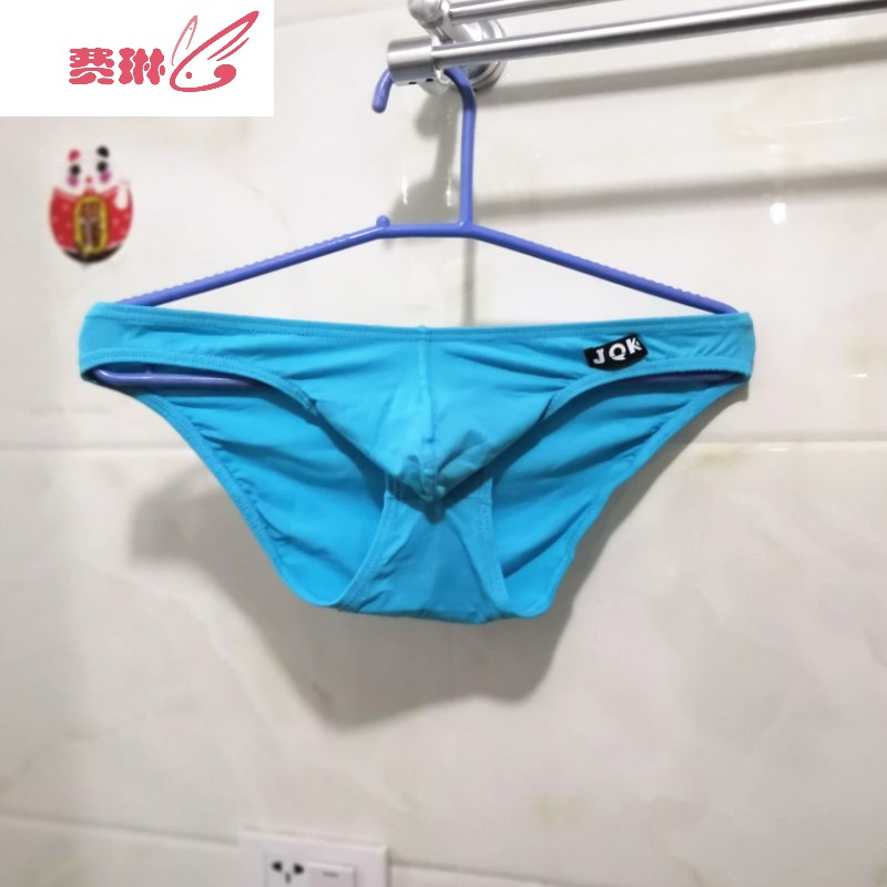凸激男士内裤时尚低腰性感u凸同志黑色比基尼高叉男三角裤夏费琳
