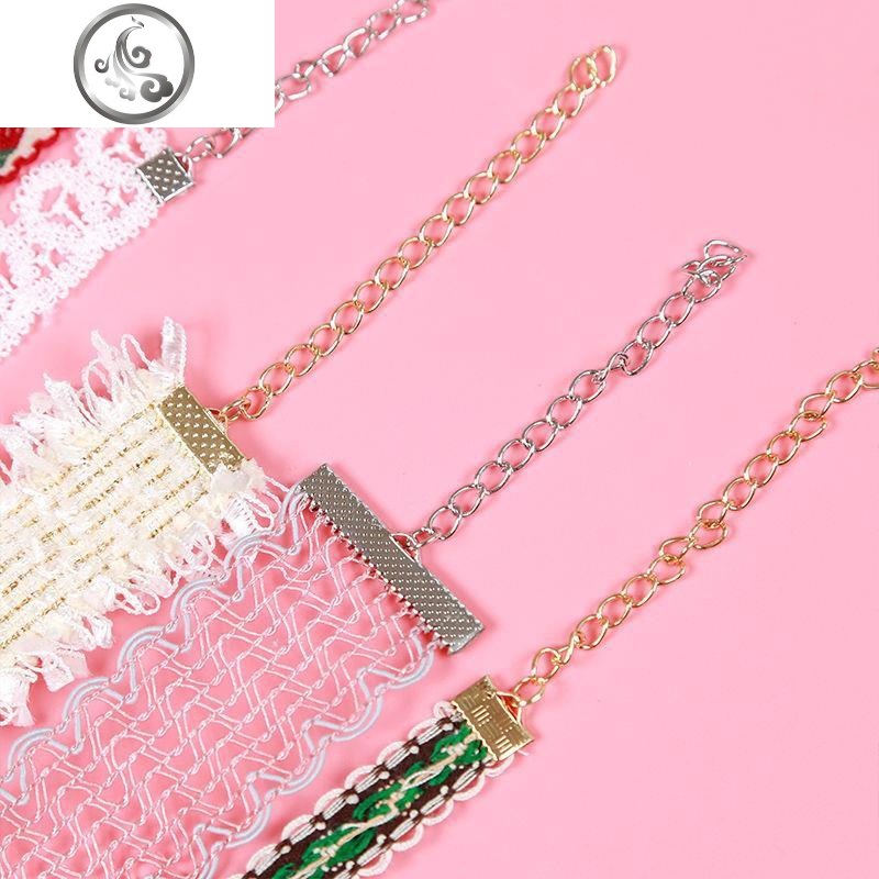 粉色锁骨链项链女学生韩版简约闺蜜蕾丝项圈性感颈带网红脖子饰。高清大图