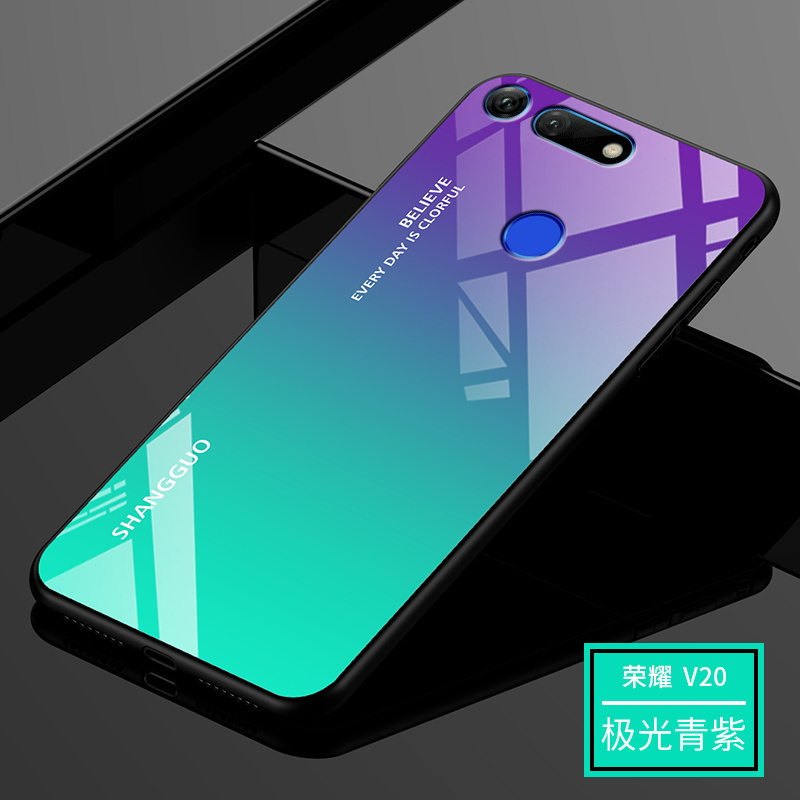 KONEL 华为mate20/20x/20pro手机壳P30/P20/Pro玻璃后壳极光渐变防摔琉璃V20潮镜面硬332