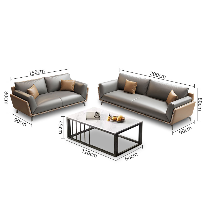 智叶舟沙发茶几组合200*90*80cm(3+2+茶几)套高清大图