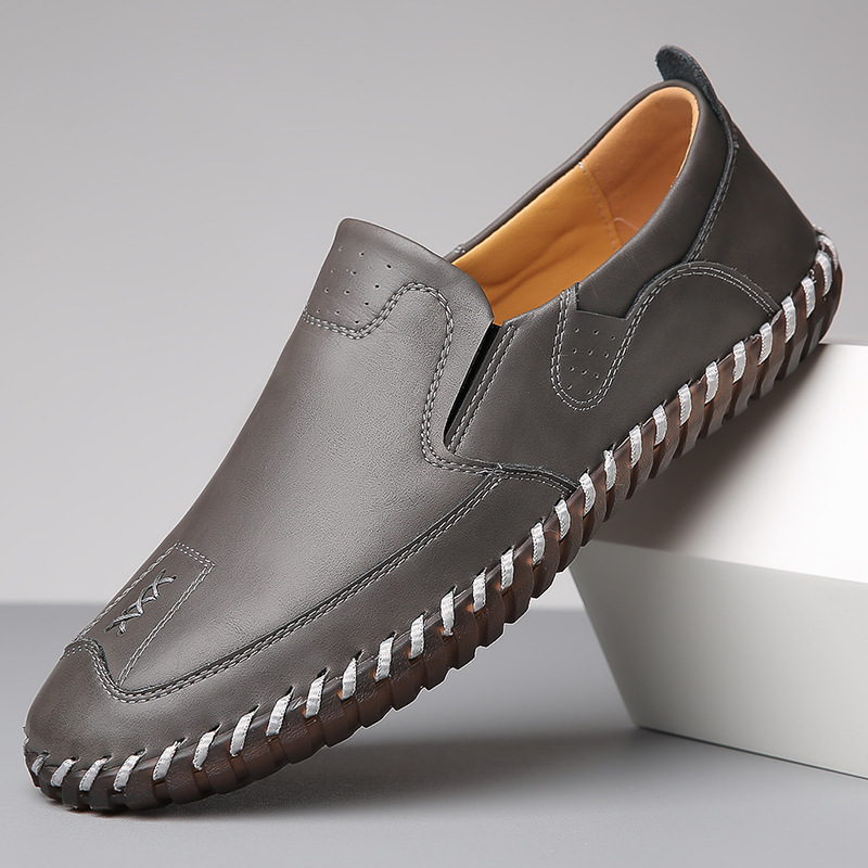 奥康2024秋季新款男士日常休闲皮鞋男手工上线软底软面套脚单鞋子