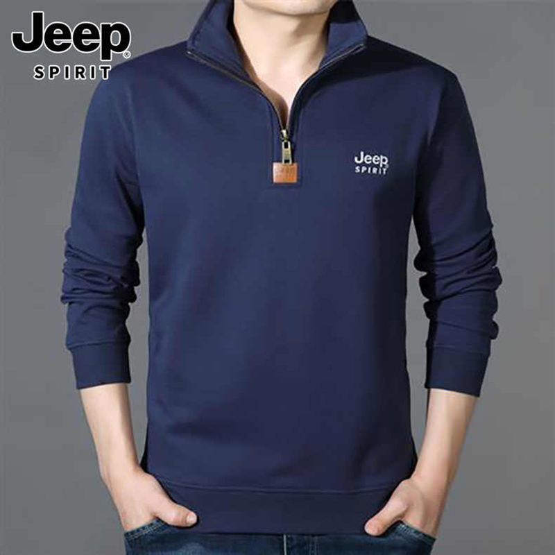 JEEP SPIRIT吉普男士半拉链套头卫衣男士卫衣舒适棉春秋外套男装长袖T恤