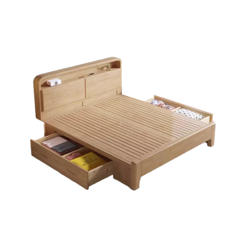 圣德列实木床带灯硬靠床TM-909# 1200*400*2000mm高清大图