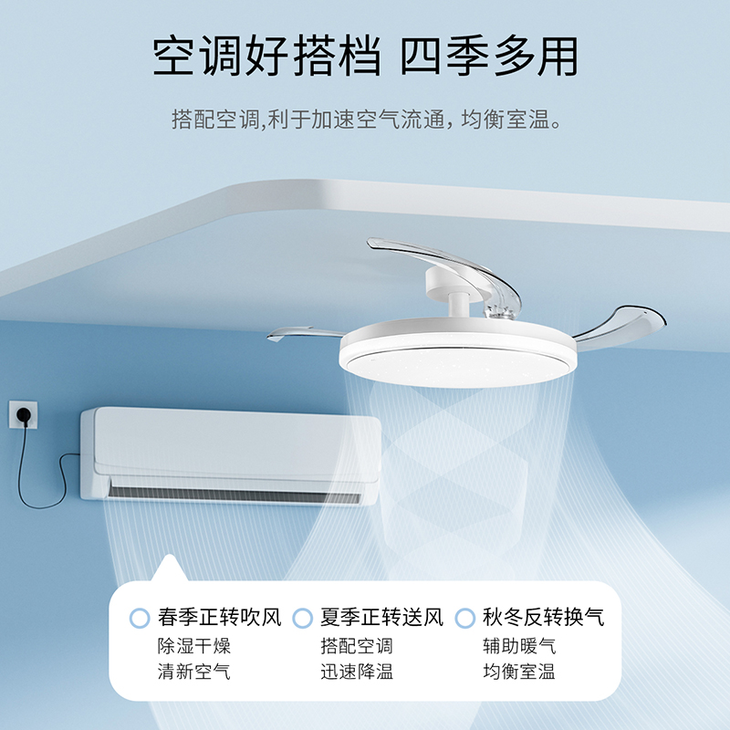 雷士照明IP65三防灯体风扇灯客厅餐厅卧室灯吊扇灯家用吊灯简约100瓦照明隐形风扇灯高清大图