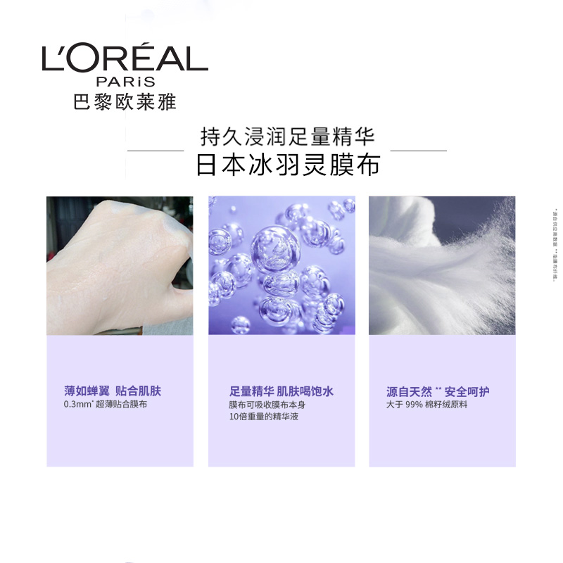 欧莱雅 复颜玻尿酸膨润面膜 15片高清大图