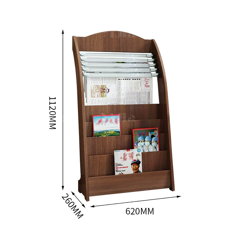 翌嘉 YJ4052907木质报刊架报纸架书报杂志置物架收纳架落地展示架高清大图